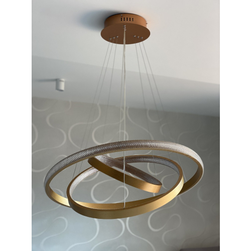 Złota wisząca lampa LED ring 80cm 112Watt L130