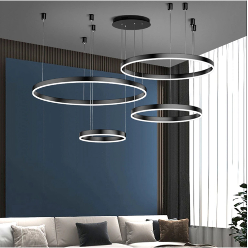 czarna lampa duża wisząca led