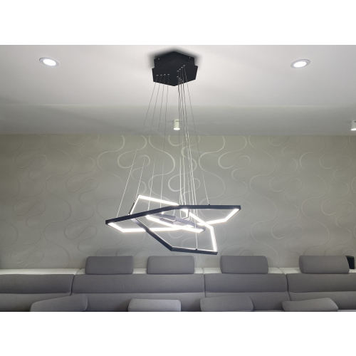 Czarna lampa wisząca sześciokąt 80cm 120Watt L133