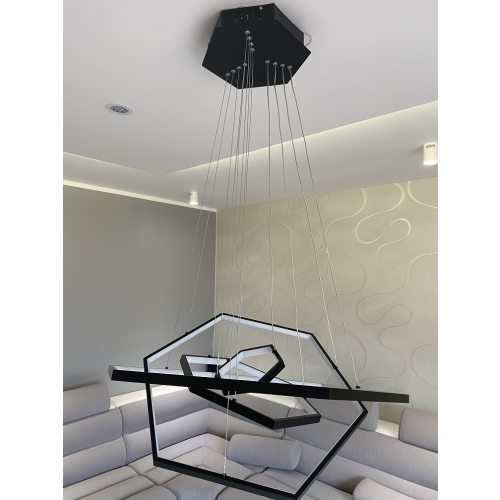 Czarna lampa wisząca sześciokąt 80cm 120Watt L133