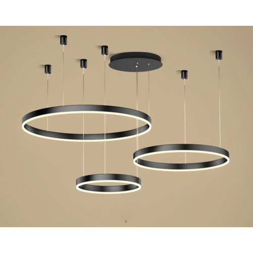 Duża lampa sufitowa ring czarna 80cm 127Watt L136
