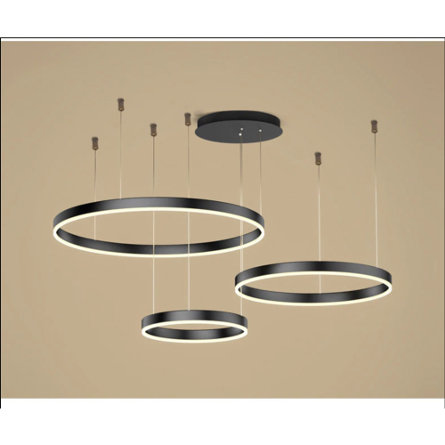 Duża lampa sufitowa ring czarna 80cm 127Watt do nowoczesnych wnętrz
