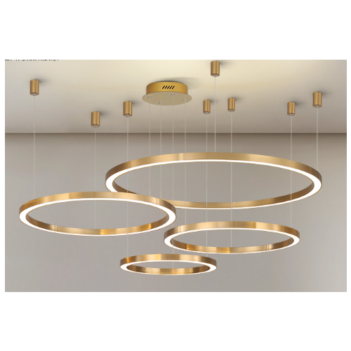 Duża lampa sufitowa Ring złota 120cm 240watt L155 z bliska