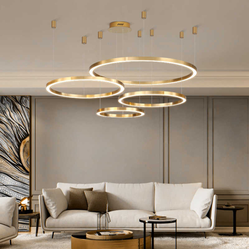 Duża lampa sufitowa Ring złota 120cm 240watt L155 do salonu