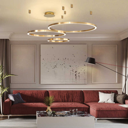 Duża lampa sufitowa ring złota 80cm 127Watt L138 do jadalni