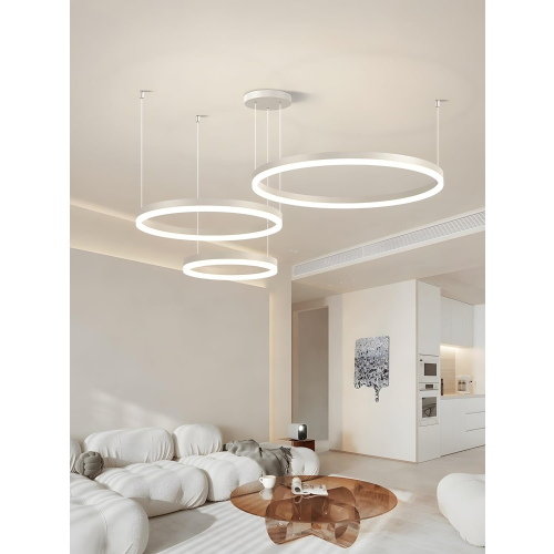 Duża lampa wisząca ring biała 80cm 114Watt L140 nowoczesna