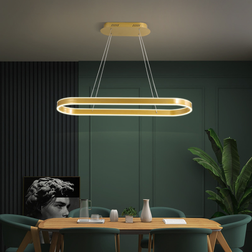 Lampa OVAL wisząca złota 80cm 63Watt L146 do jadalni