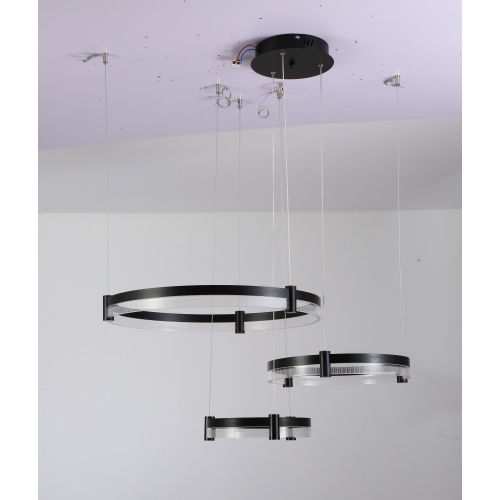 Wisząca lampa sufitowa ring czarna 80cm 127Watt L150