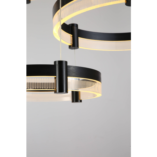 Wisząca lampa sufitowa ring czarna 80cm 127W L150 detale
