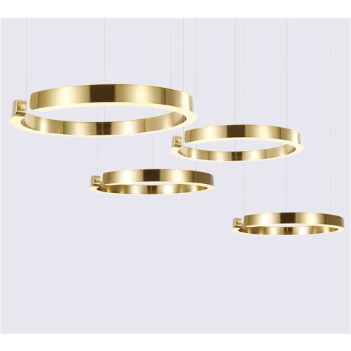 Złota lampa wisząca 80cm z pilotem 58Watt L151 do jadalni