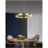 Złota lampa wisząca 80cm z pilotem 58Watt L151 - w salonie