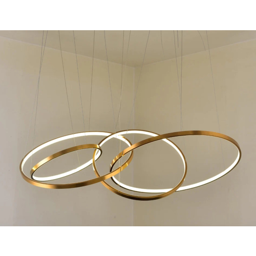 Duża lampa wisząca ring złota 70cm 158Watt L158 -z pilotem