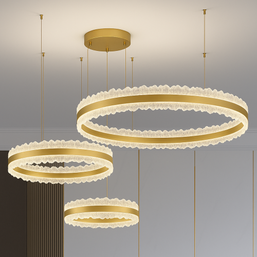 Złota lampa sufitowa z pilotem 80x60x40cm 360Watt L179