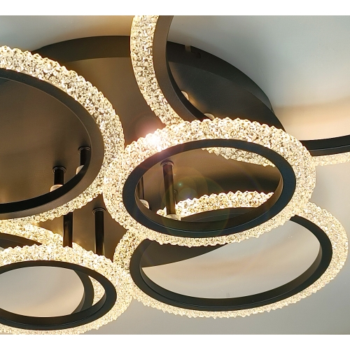 Czarny plafon LED z pierścieniami 86cm  - P150