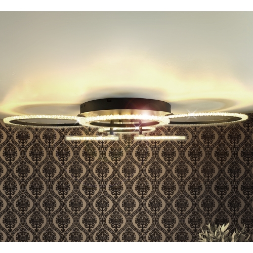 Czarny plafon LED z pierścieniami 86cm  - P150