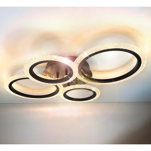 Czarny plafon LED z pierścieniami 60cm  - P151