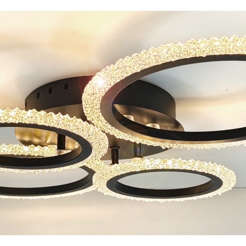Czarny plafon LED z pierścieniami 60cm  - P151