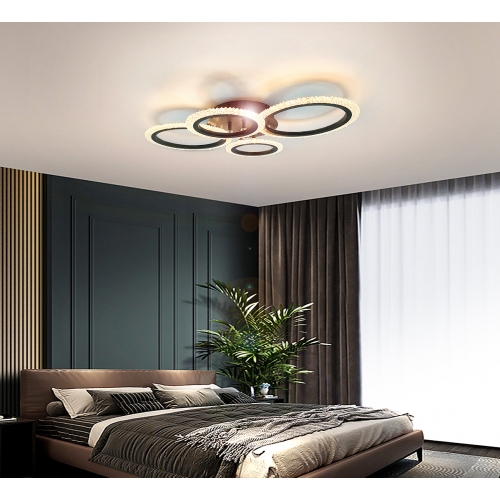 Czarny plafon LED z pierścieniami 60cm  - P151