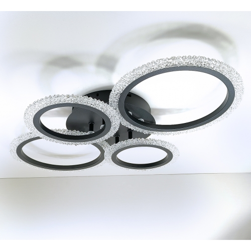 Czarny plafon LED z pierścieniami 60cm  - P151