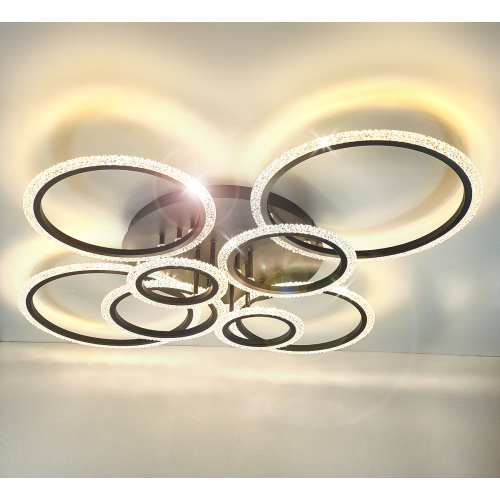 Czarny plafon LED z pierścieniami 105cm  - P152
