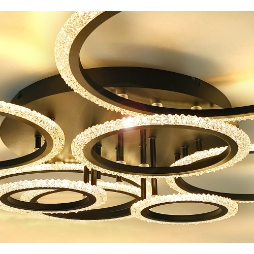 Czarny plafon LED z pierścieniami 105cm  - P152