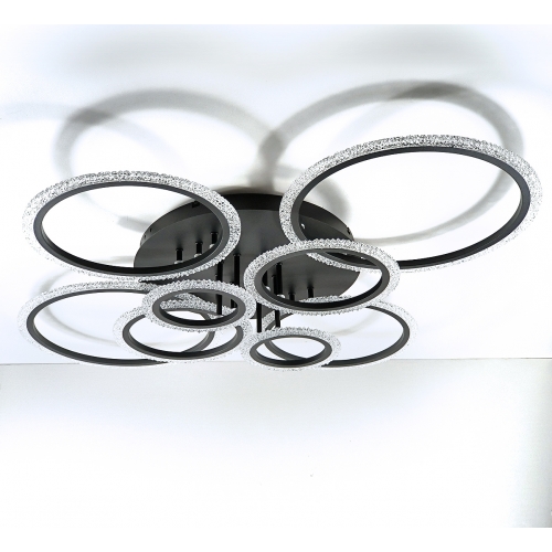 Czarny plafon LED z pierścieniami 105cm  - P152