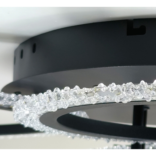Czarny plafon LED z pierścieniami 105cm  - P152