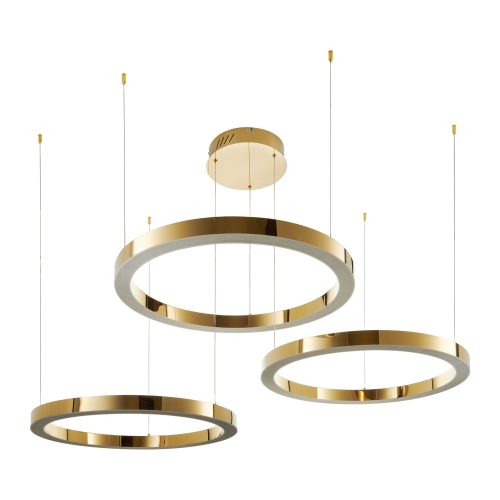 Lampa wisząca CIRCLE 40+60+60cm LED złota
