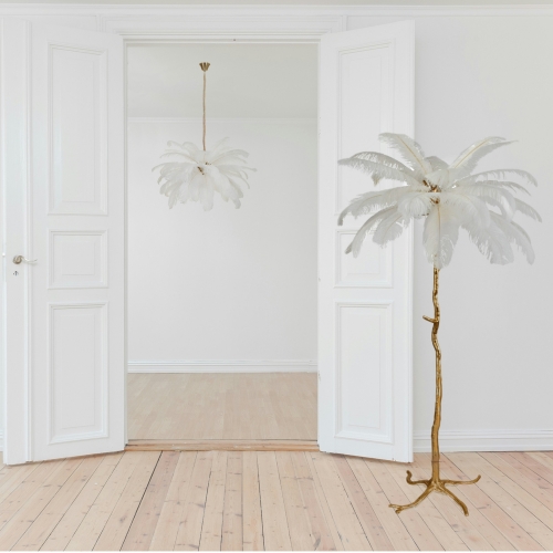 Lampa podłogowa EMU pióra białe 170 cm