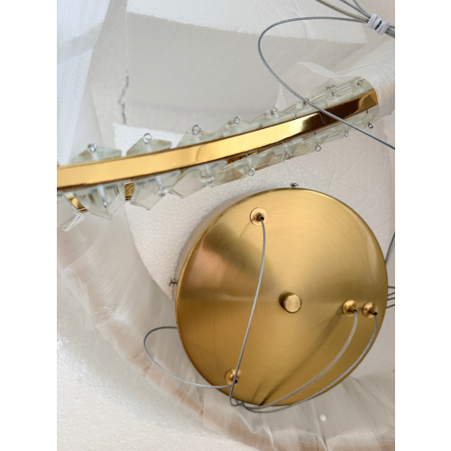 Złota lampa kryształowa wisząca do jadalni - 80cm 100watt - K332