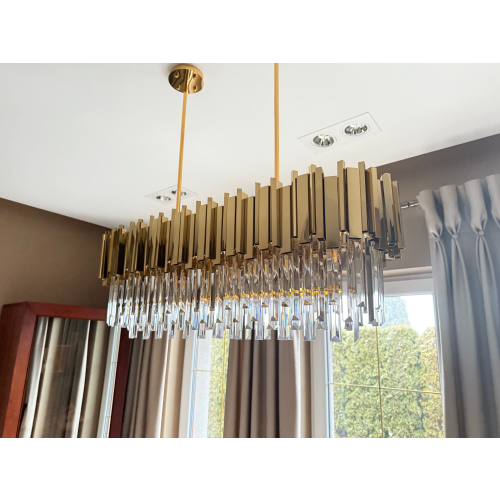 złoty żyrandol kryształowy nad stół 100 cm K506 – zdjęcie główne