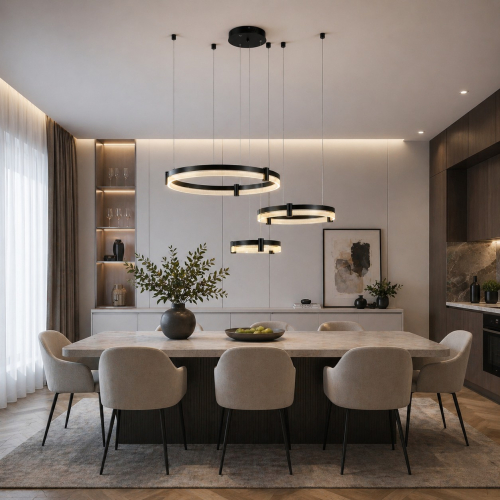 Wisząca lampa sufitowa ring czarna 80cm 127W L150