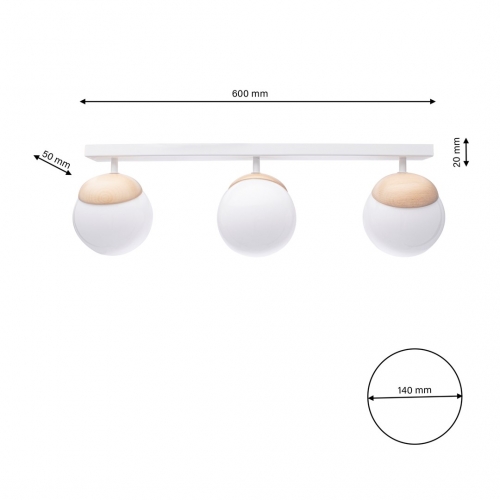 Lampa sufitowa SFERA WOOD 3xE14