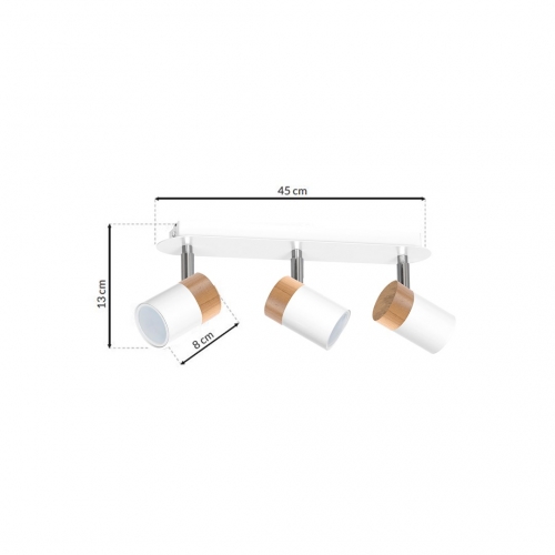 Lampa sufitowa JOKER WHITE/WOOD 3xGU10