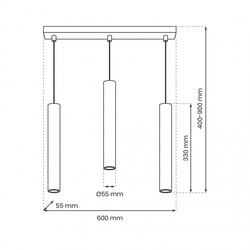 Lampa wisząca HUDSON BLACK 3xGU10