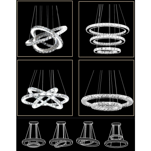 Żyrandol kryształowy RING 80x60x40cm z pilotem - K009