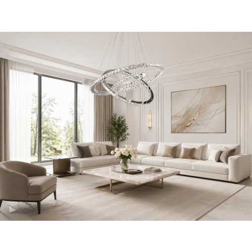 Nowoczesny żyrandol kryształowy RING