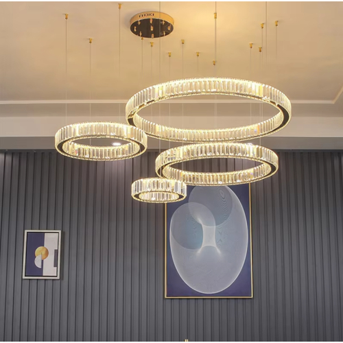 Lampa kryształowa złota LED 100x80x60x40cm 177Watt L173 w salonie