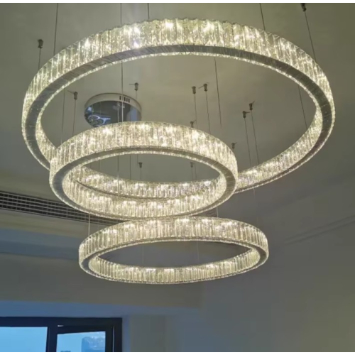 żyrandol kryształowy srebrny LED