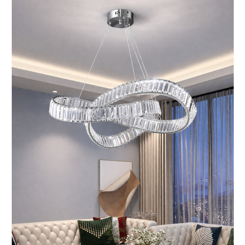 Lampa kryształowa chrom wisząca do jadalni 80 cm 100W L183
