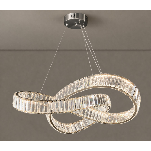 Lampa kryształowa chrom wisząca do jadalni