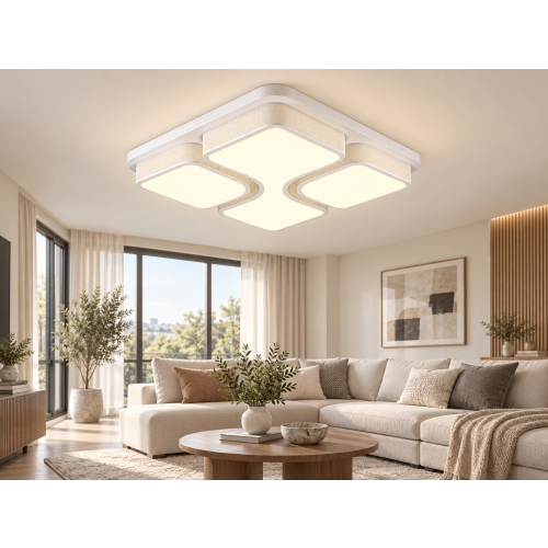 Nowoczesny biały plafon LED P211 53x53cm z pilotem i regulacją barwy