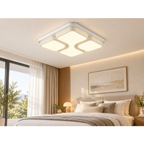 Nowoczesny biały plafon LED P211 53x53cm z pilotem i regulacją barwy