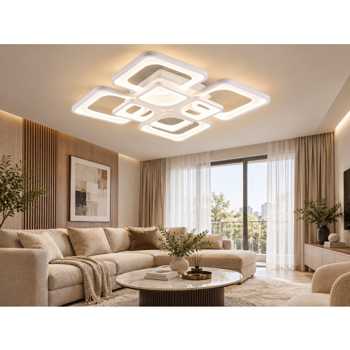 Kwadratowy plafon LED do salonu 68x68cm