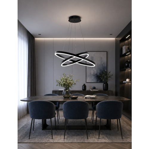 Nowoczesna czarna lampa Ring LED 80x60cm 98W L107